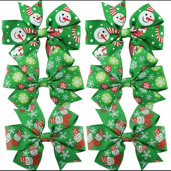 💠6pcs Winter Hair Clip Bows