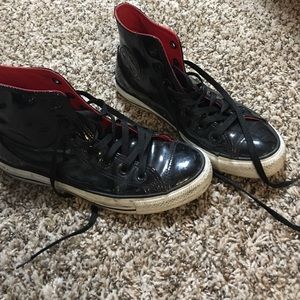 Black patent high top converse