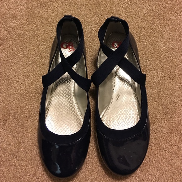 Girls Navy dress flats