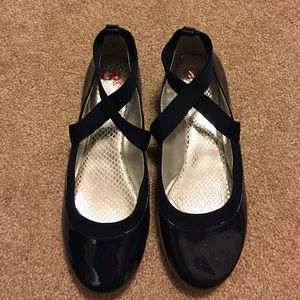 Girls Navy dress flats
