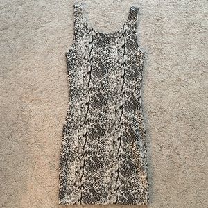 Black / White Print Bodycon Tank Dress