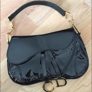 Dior Double Saddle patten leather shoulder bag