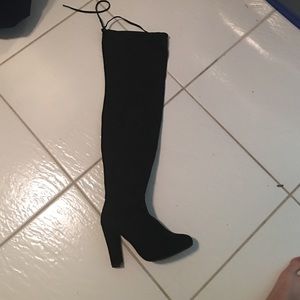 Black thigh high boots