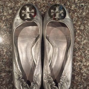 Tory Burch silver flats