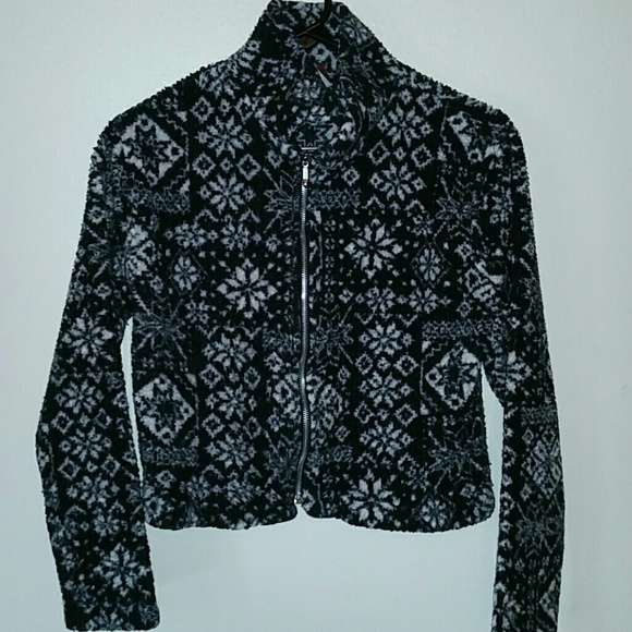 ❣ Zip jacket black snowflakes fleece❣