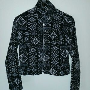 ❣ Zip jacket black snowflakes fleece❣