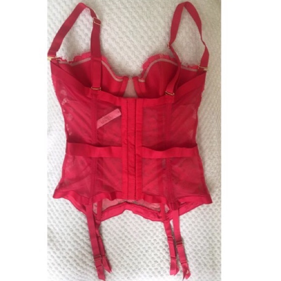 Victoria's Secret Red Lace Bustier Garter  34B - Picture 3 of 4
