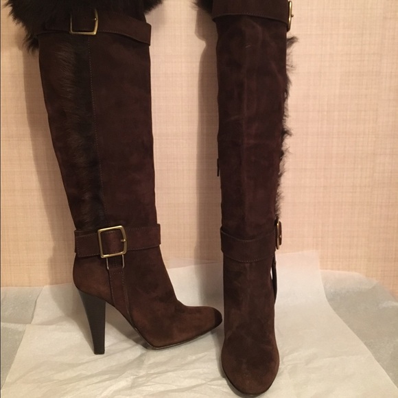 NEW Coach "Mazur" Brown Fur-Lined Boots