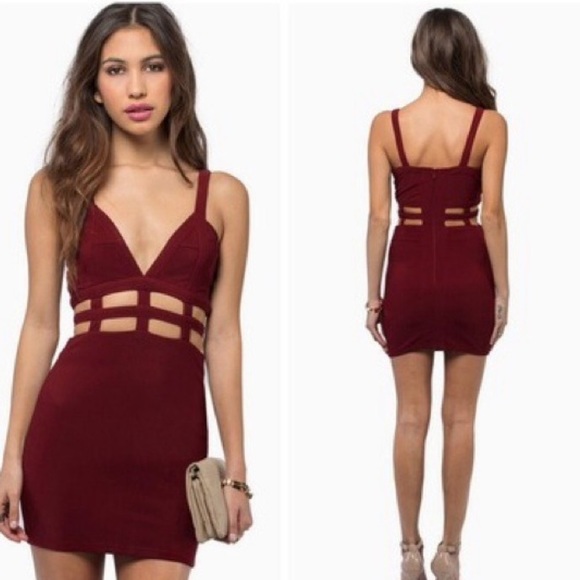 Tobi red bodycon cutout dress size small