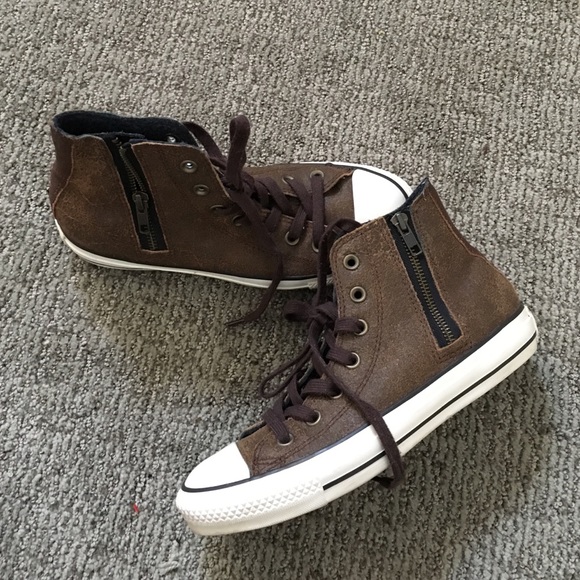 Rare brown leather converse high tops!