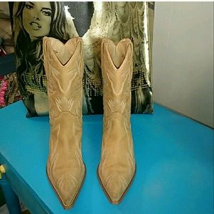 Suede feel leather western boots