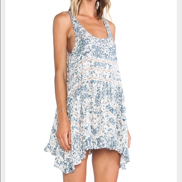 Free people trapeze lace floral slip dress XS