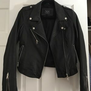 Zara authentic leather black jacket; size medium