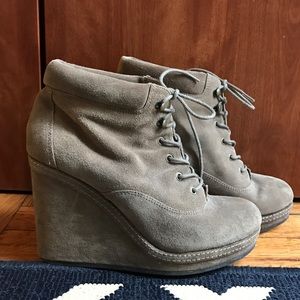 Topshop Suede Wedge Booties