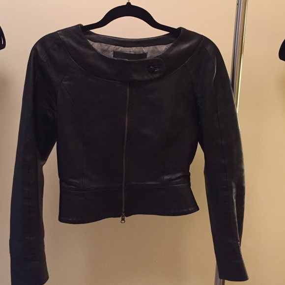 Yigal Azrouel sculpted black leather jacket
