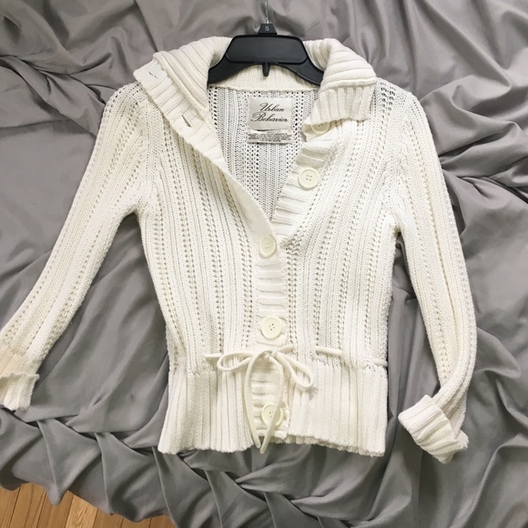 Crochet White Button Sweater