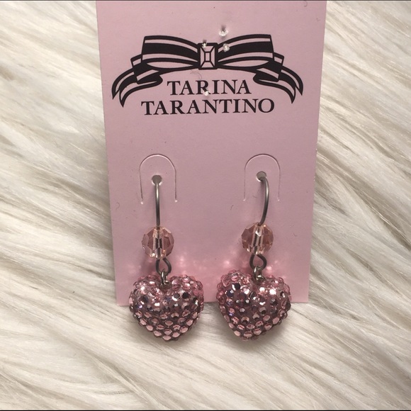 Blush pink Swarovski crystal pavè heart earrings - Picture 2 of 2