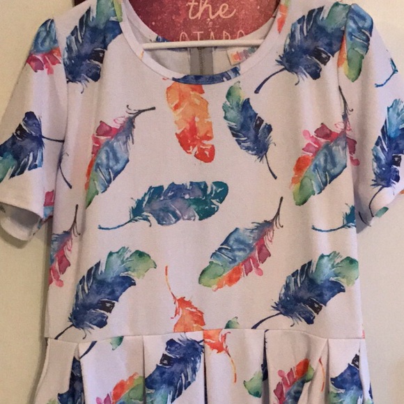 LuLaRoe Unicorn Amelia Multicolored Feathers