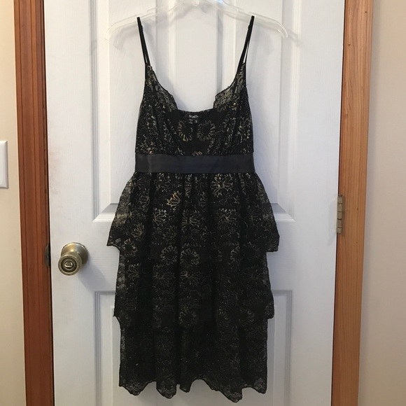 XOXO black and gold lace pleated dress