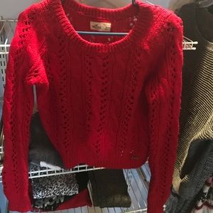 Hollister red crop sweater