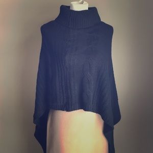 Turtleneck Cable knit poncho