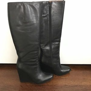Nine West black wedge boots: size 8.5