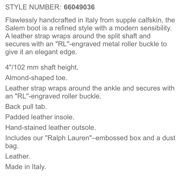 RALPH LAUREN SALEM LEATHER BOOTS - Picture 2 of 4