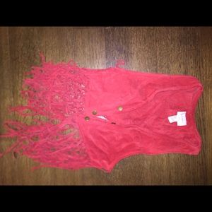 Red faux suede vest