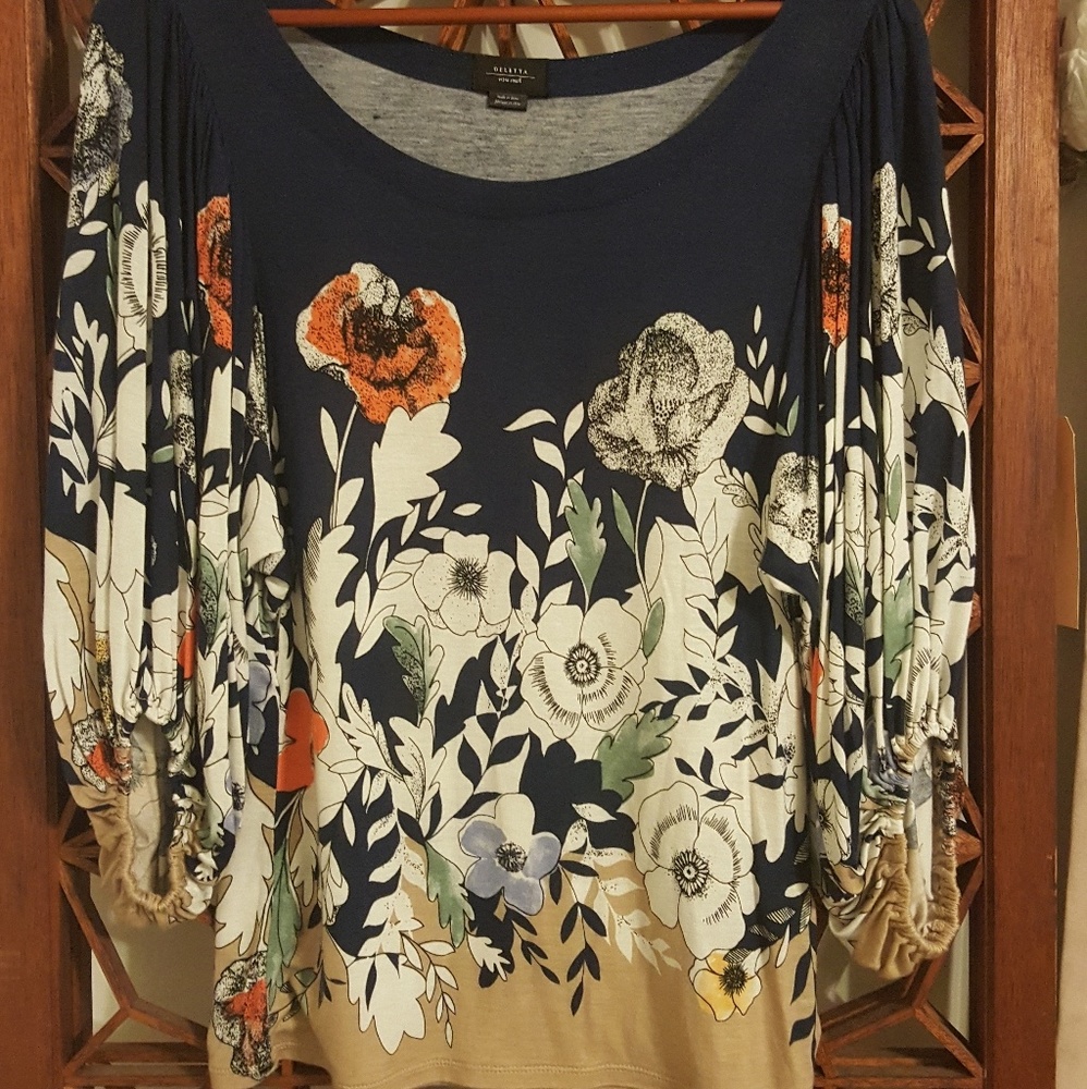 Anthropolgie top by Deletta, bloom print