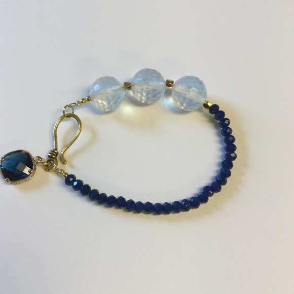 Opal and Crystal Handmade Bracelet Gold Plated
