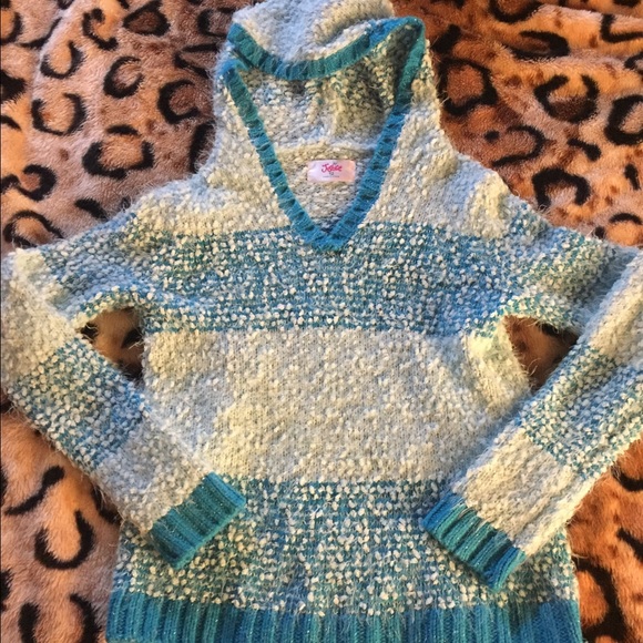 Justice blue and white stripped  hooded sweater !