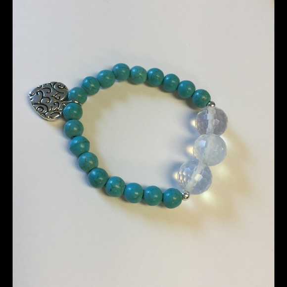 Opal and Tourquese Handmade Bracelet Silver Plated