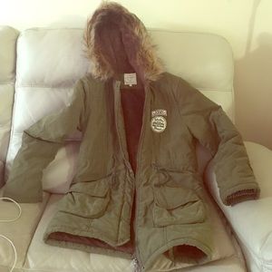 Fake fur hooded winter coat