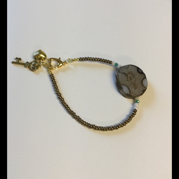 Agate and Gold Plated Handmade Bracelet