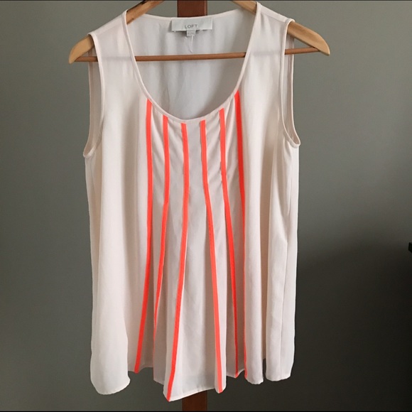 LOFT Tops - ‼️$10‼️ LOFT Neon Stripe Pleated Sleeveless Top