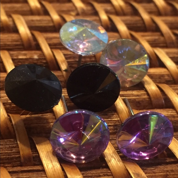 Faceted Circle Stud Earrings Set