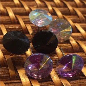 Faceted Circle Stud Earrings Set