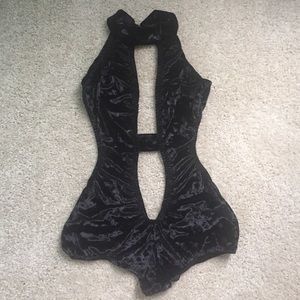 Black velvet bodysuit
