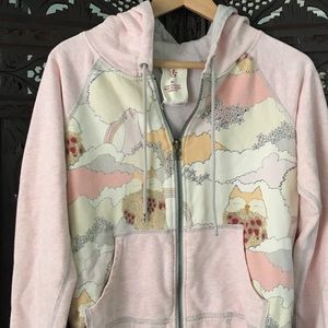Anthropologie pink owl rainbow hoodie