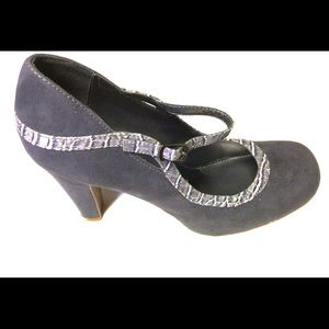 XAPPEAL Gray Faux Velvet Mary Janes