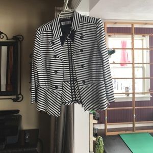 White and black striped dress blazer
