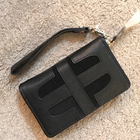 NWT Elaine Turner Black Leather/Suede Wallet