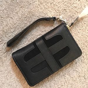 NWT Elaine Turner Black Leather/Suede Wallet