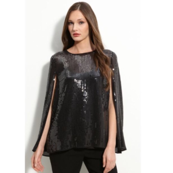 DKNY Sequin Cape in Black size Small