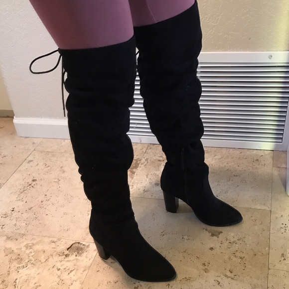 Faux Suede Over the Knee Black boots!