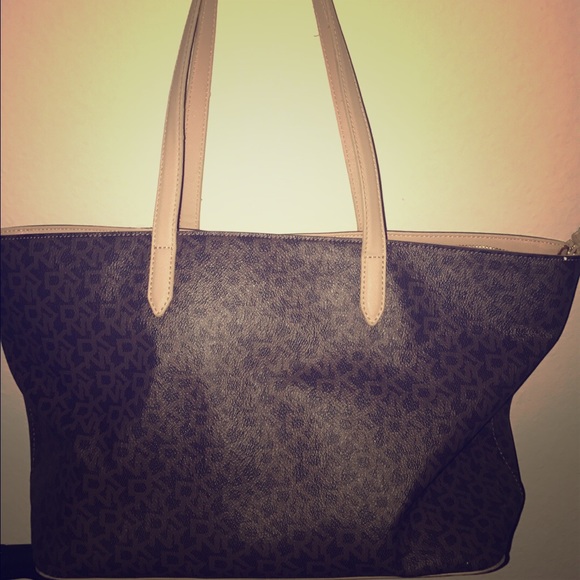 DKNY brown leather tote bag