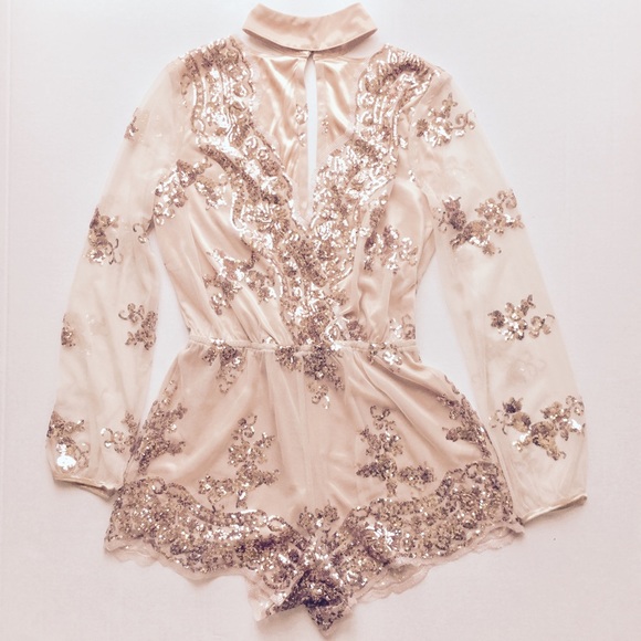 clmayfae Pants - *LAST1* Rose Gold Sequin Romper