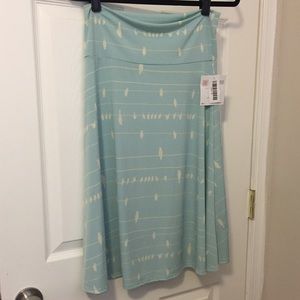 BNWT LuLaRoe bird on a wire Azure skirt size M