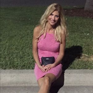 Ribbed midi dress/ FUCHSIA COLOR