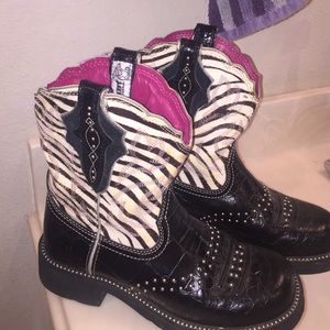 Women's Ariat zebra print fat baby boots